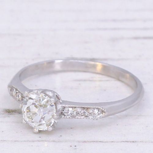 Antique 0.62 Carat Old Cut Diamond Engagement Ring, Circa 1920