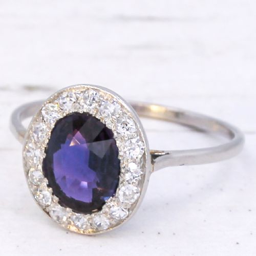 VINTAGE 171 CARAT UNHEATED SAPPHIRE DIAMOND RING CIRCA 1930