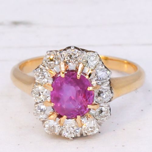 ANTIQUE 115 CARAT UNHEATED BURMESE PINK SAPPHIRE DIAMOND RING CIRCA 1900 - ADDITIONAL PHOTO 2
