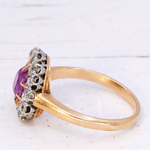 ANTIQUE 115 CARAT UNHEATED BURMESE PINK SAPPHIRE DIAMOND RING CIRCA 1900 - ADDITIONAL PHOTO 3