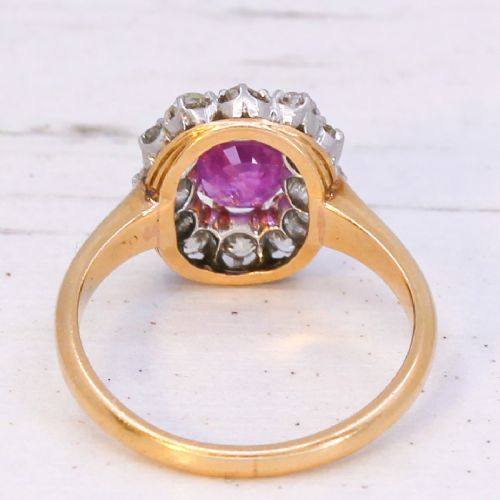 ANTIQUE 115 CARAT UNHEATED BURMESE PINK SAPPHIRE DIAMOND RING CIRCA 1900 - ADDITIONAL PHOTO 4