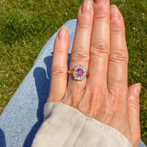 ANTIQUE 115 CARAT UNHEATED BURMESE PINK SAPPHIRE DIAMOND RING CIRCA 1900 - ADDITIONAL PHOTO 5