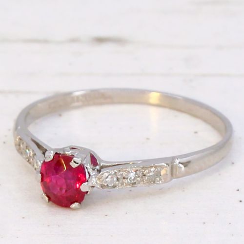VINTAGE 054 CARAT UNHEATED MOGOK BURMESE RUBY RING CIRCA 1935