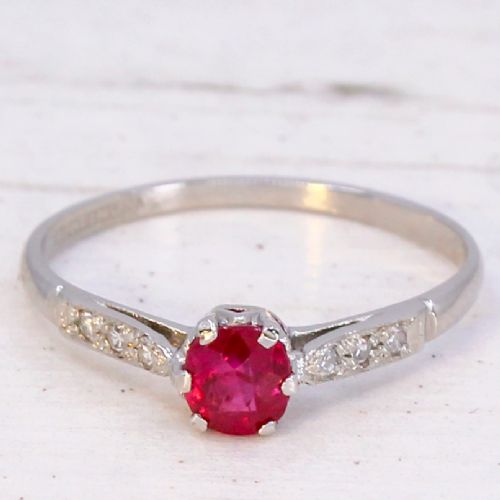 VINTAGE 054 CARAT UNHEATED MOGOK BURMESE RUBY RING CIRCA 1935 - ADDITIONAL PHOTO 2