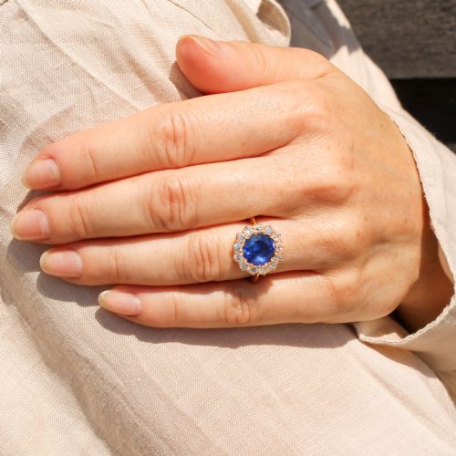 ANTIQUE UNHEATED BURMESE SAPPHIRE OLD CUT DIAMOND RING CIRCA 1910 - ADDITIONAL PHOTO 1