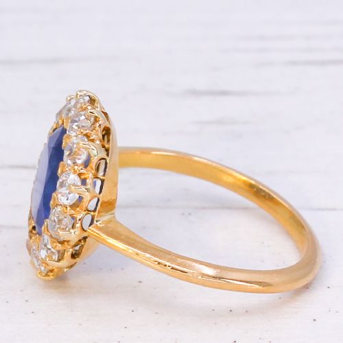 ANTIQUE UNHEATED BURMESE SAPPHIRE OLD CUT DIAMOND RING CIRCA 1910 - ADDITIONAL PHOTO 3