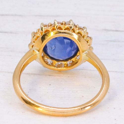 ANTIQUE UNHEATED BURMESE SAPPHIRE OLD CUT DIAMOND RING CIRCA 1910 - ADDITIONAL PHOTO 4