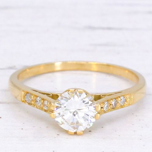 VINTAGE 066 CARAT TRANSITIONAL CUT DIAMOND ENGAGEMENT RING CIRCA 1950 - ADDITIONAL PHOTO 2