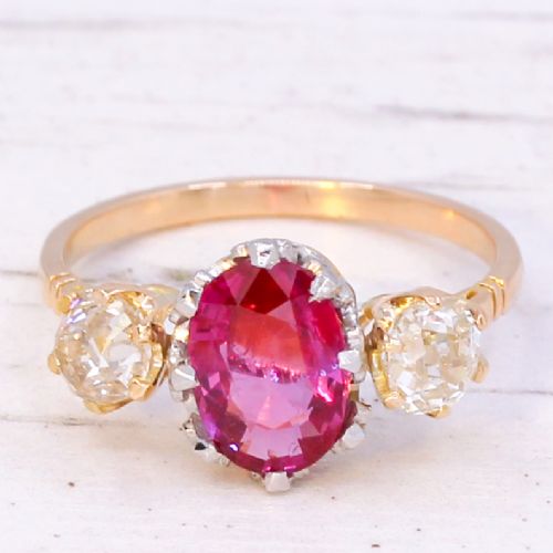 ANTIQUE 140 CARAT UNHEATED RUBY OLD CUT DIAMOND RING CIRCA 1910 - ADDITIONAL PHOTO 2