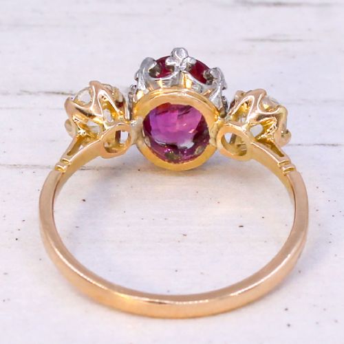 ANTIQUE 140 CARAT UNHEATED RUBY OLD CUT DIAMOND RING CIRCA 1910 - ADDITIONAL PHOTO 4