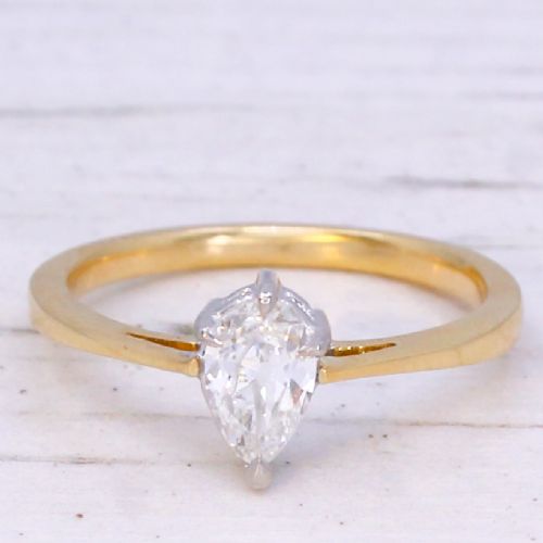 VINTAGE 053 CARAT OLD PEAR CUT DIAMOND SOLITAIRE RING CIRCA 1935 - ADDITIONAL PHOTO 2