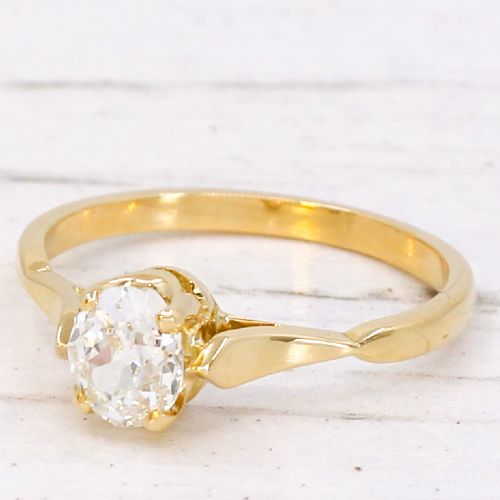 Vintage 0.64 Carat Old Oval Cut Diamond Engagement Ring, Circa 1930