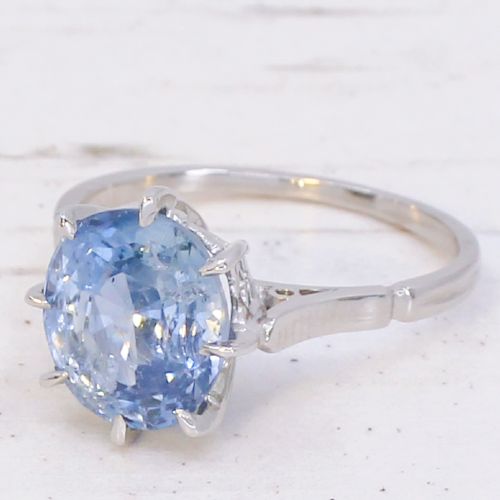 Art Deco 4.25 Carat Unheated Ceylon Sapphire Ring, Circa 1920