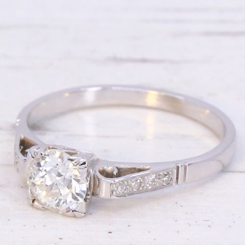 Vintage 0.74 Carat Old Cut Diamond Engagement Ring, Circa 1940