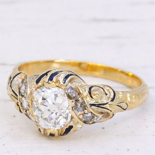 Victorian 1.00 Carat Old Cut Diamond Solitaire Ring, Circa 1890