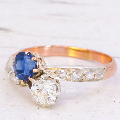 Antique 0.80 Carat Unheated Sapphire & Diamond Ring, Circa 1910