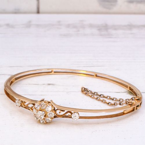 Antique 1.00 Carat Old Cut Diamond Bangle, Circa 1895