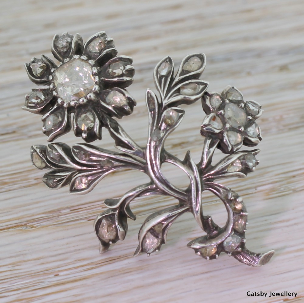 Georgian Diamond Floral Spray Brooch, circa 1820
