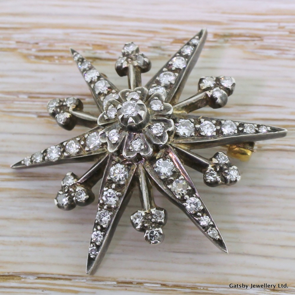 Victorian 2.00 Carat Diamond Star Brooch, circa 1870
