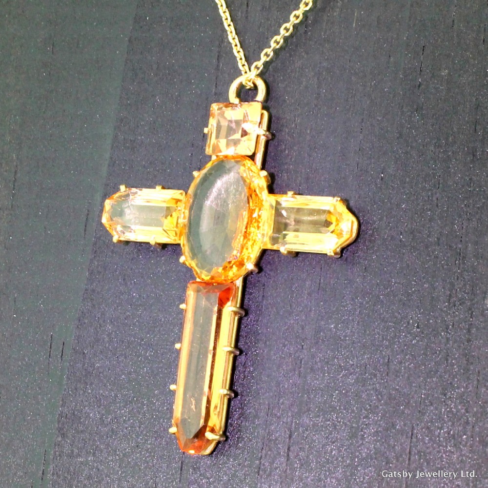 Victorian 15.00 Carat Imperial Topaz Crucifix Pendant, circa 1900
