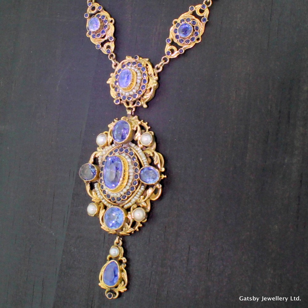 Austro Hungarian Natural Sapphire & Pearl Necklace, circa 1910
