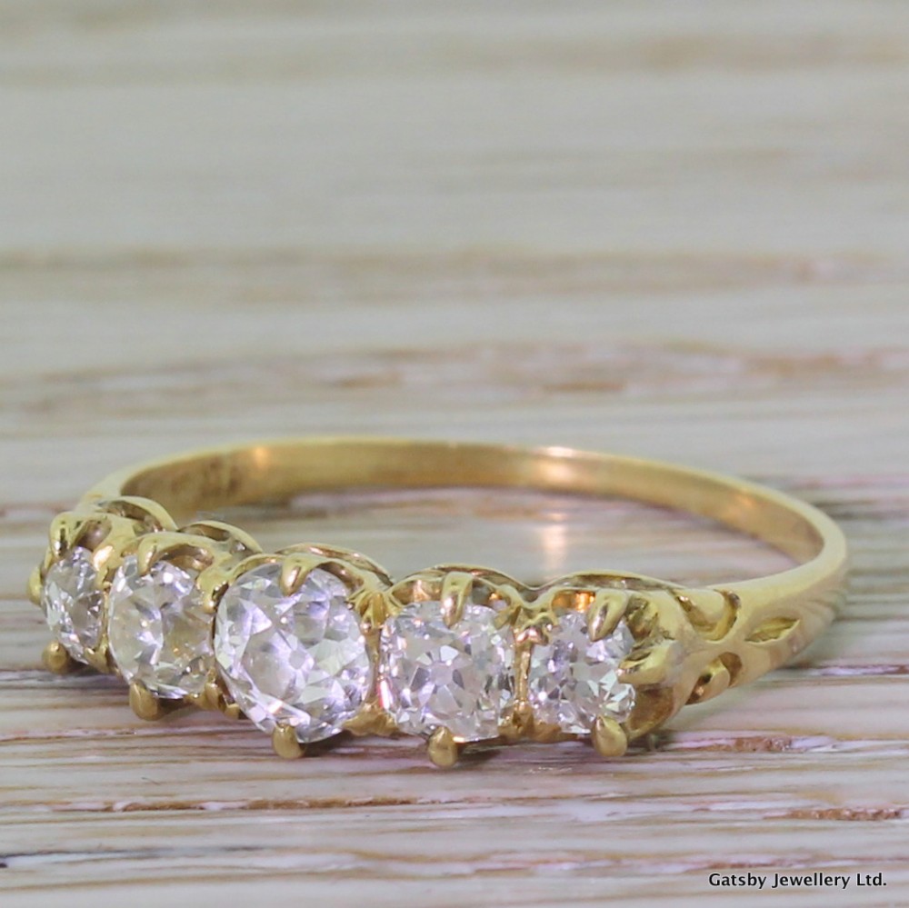 Victorian 1.20 Carat Old Cut Diamond Five Stone Ring, circa 1900