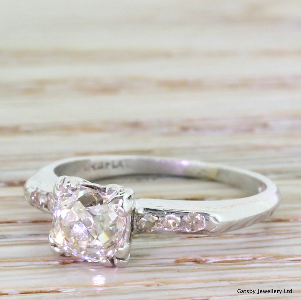 Art Deco 1.01 Carat Old Mine Cut Diamond Engagement Ring, circa 1925
