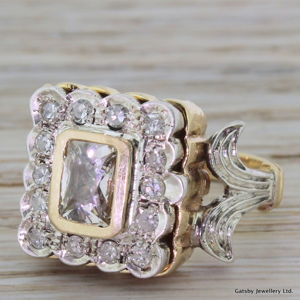 Early 20th Century 1.02 Carat Old Cut Diamond Locket Ring, circa 1925
