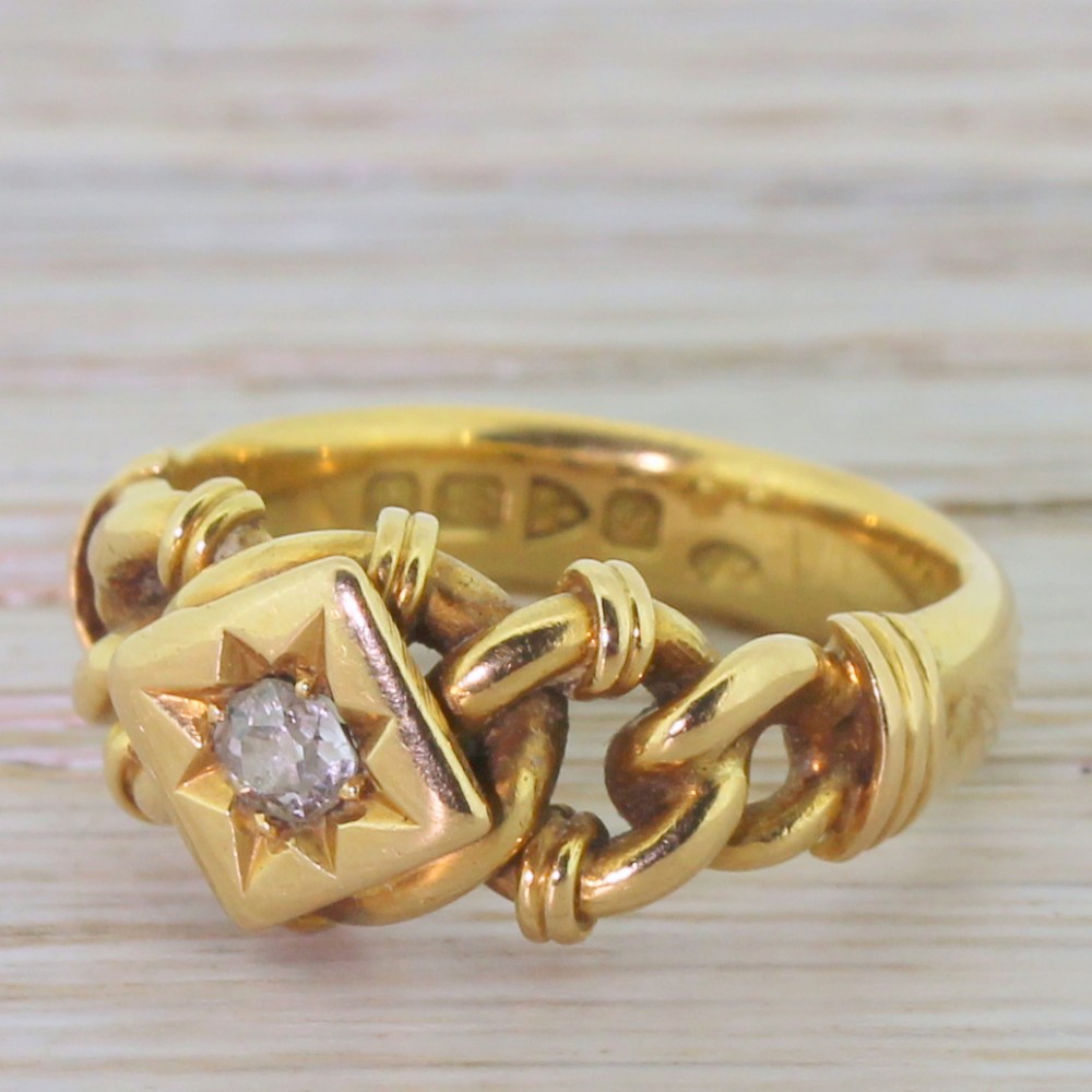 Early 20th Century Old Cut Diamond “Knot” Ring, Chester, 1915
