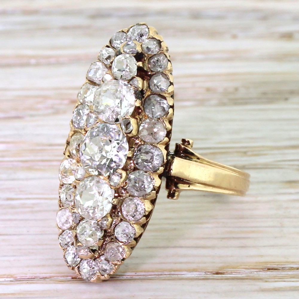 Victorian 4.00 Carat Old Cut Diamond Cluster Ring, circa 1870
