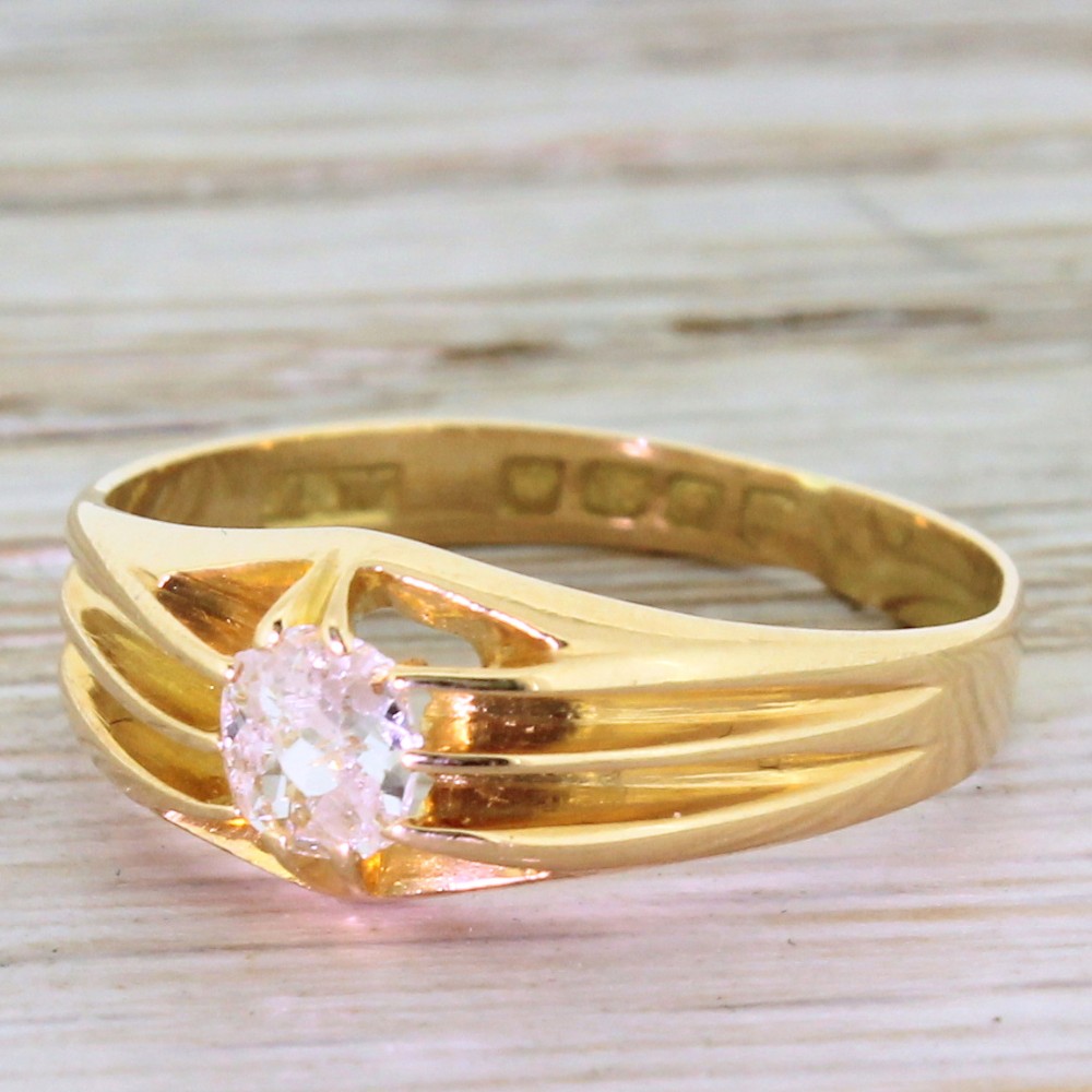 Edwardian 0.35 Carat Old Cut Diamond Gypsy Ring, circa 1910

