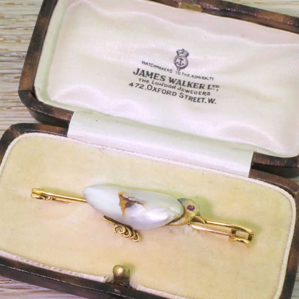Edwardian Natural Pearl Parrot Pin / Brooch, circa 1900
