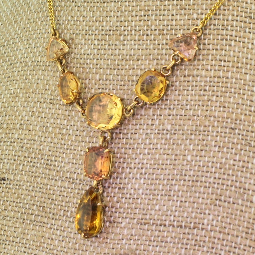 Victorian Topaz & Citrine Drop Necklace, circa 1900
