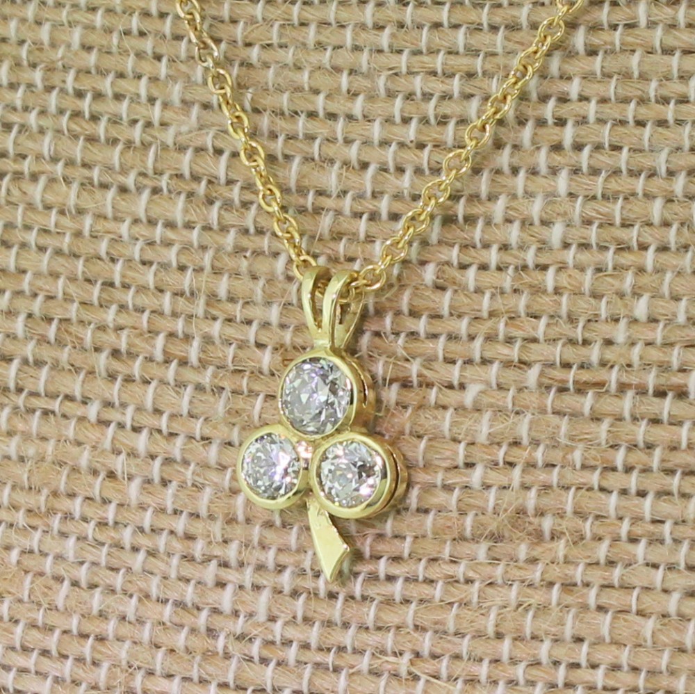 Art Deco 0.80 Carat Old Cut “Triple” Diamond Pendant, circa 1935
