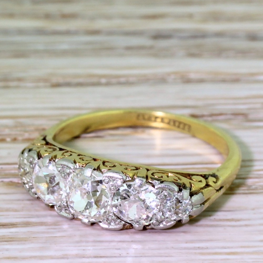 Edwardian 2.50 Carat Old Cut Diamond Five Stone Ring, circa 1905
