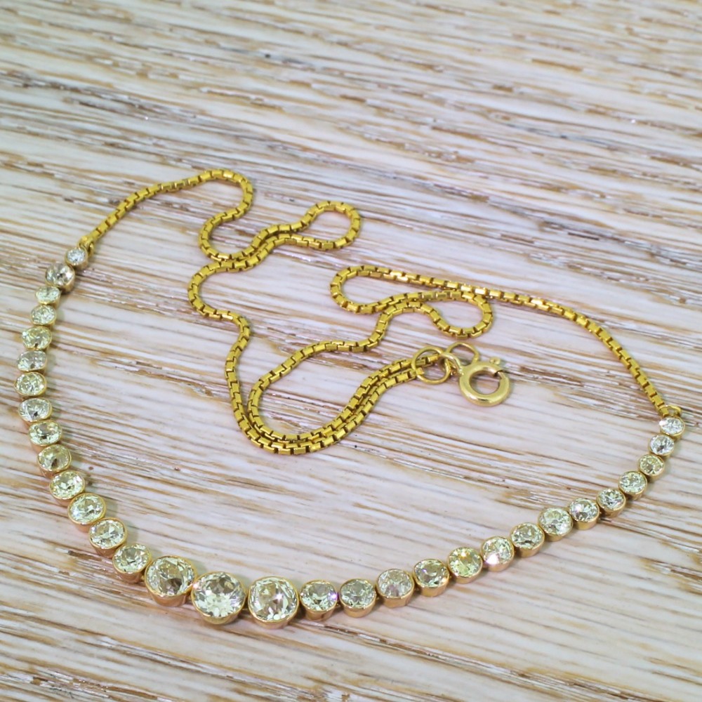 Art Deco 4.00 Carat Old Cut Diamond Line Necklace, circa 1930
