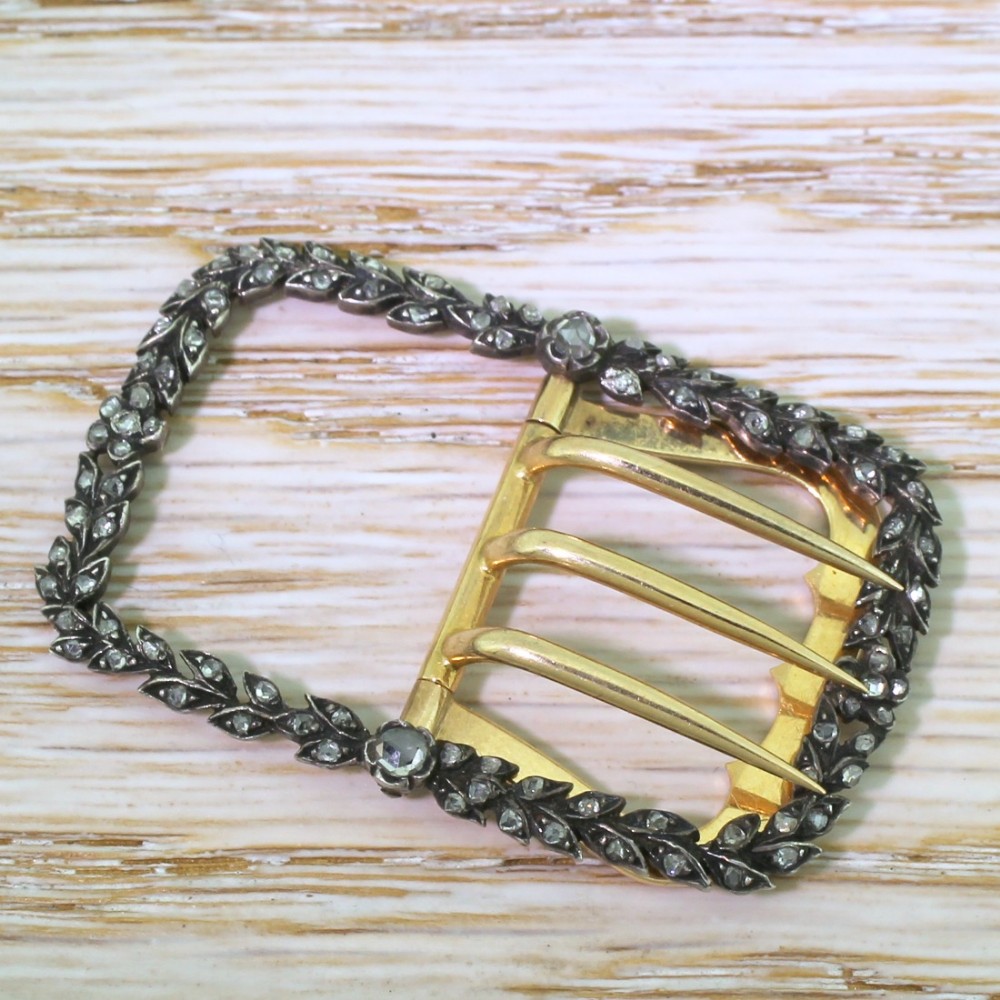 Victorian 0.93 Carat Rose Cut Diamond Buckle, circa 1880
