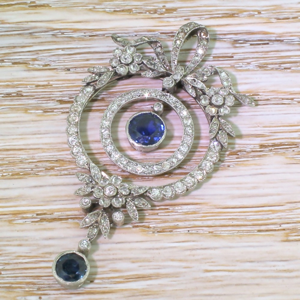 Edwardian Sapphire & Diamond Pendant, circa 1910
