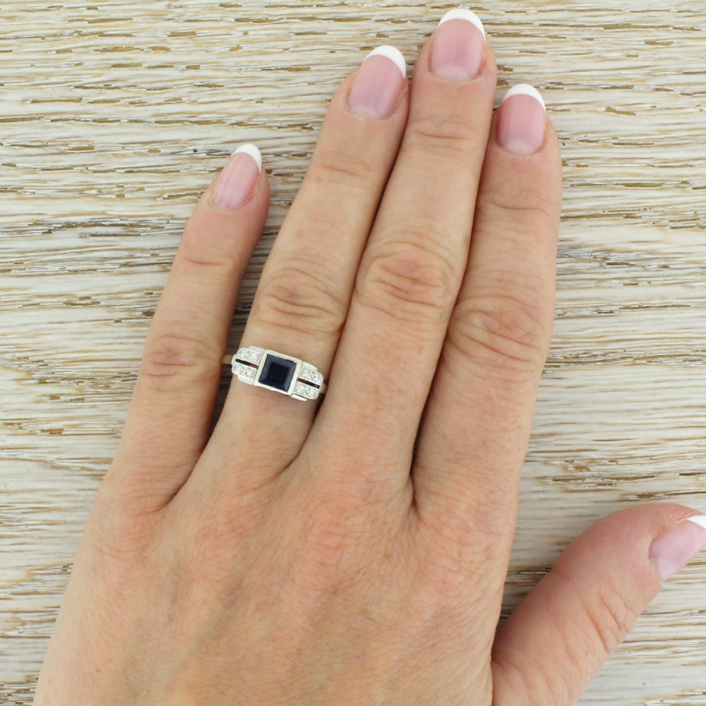 Art Deco 0.75 Carat Sapphire & Diamond Ring, circa 1935
 View V