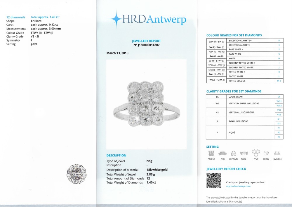 Art Deco 1.40 Carat Old Cut Diamond Plaque Ring, circa 1935
 View VI