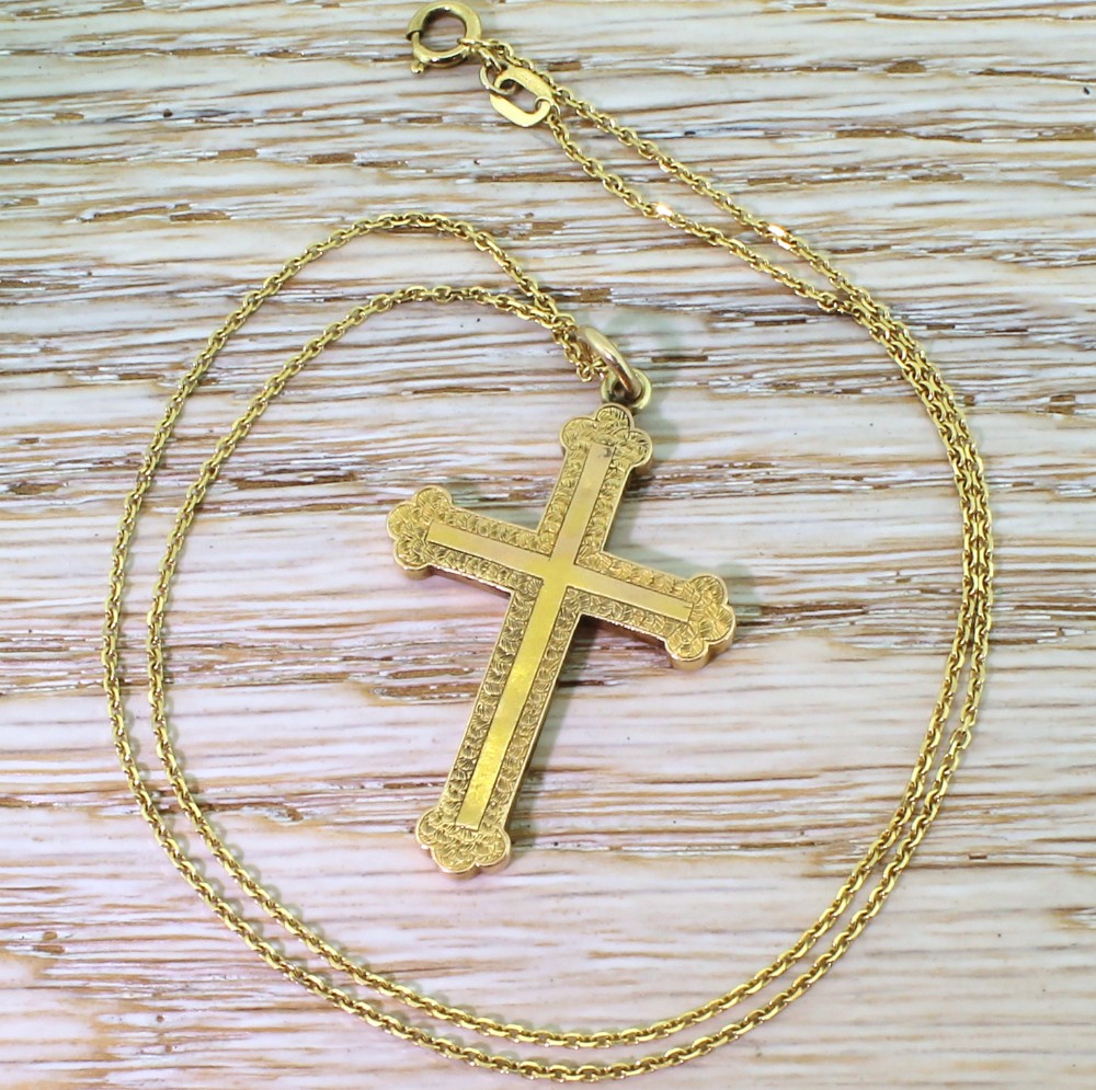 Victorian 15k Gold Cross Pendant, circa 1890
