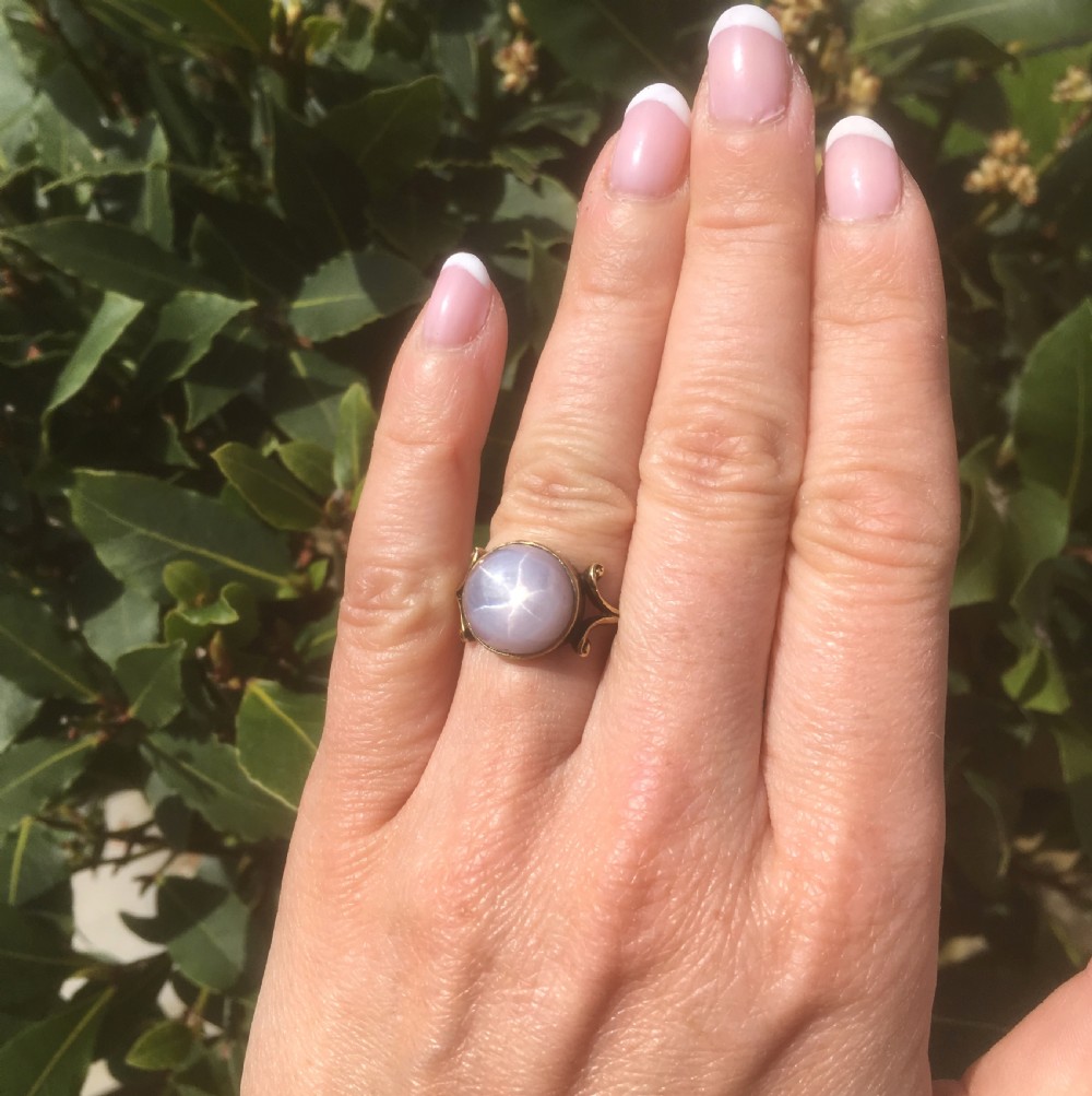 Edwardian 11.36 Carat Lilac Star Sapphire Solitaire Ring, dated 1913
 View VI