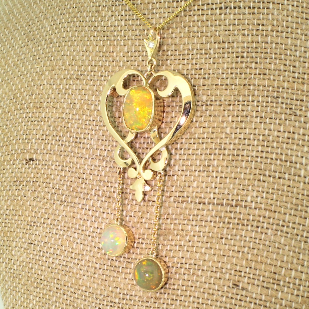 Art Nouveau 6.63 Carat Opal Pendant, circa 1900
