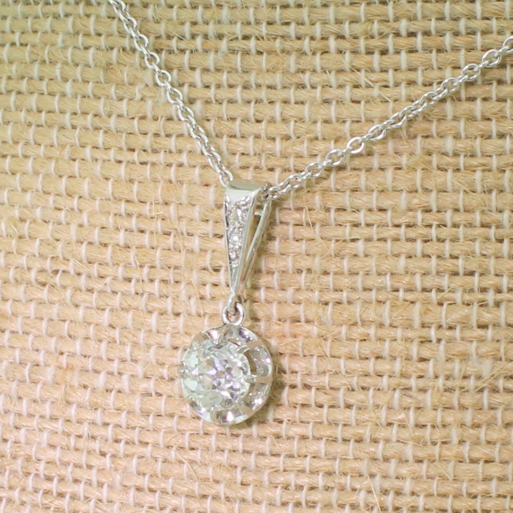 Art Deco 1.02 Carat Old European Cut Diamond Pendant, circa 1930
