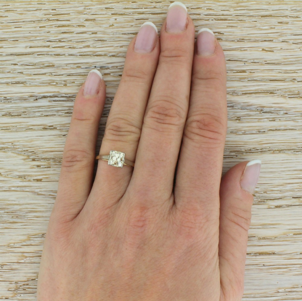 Art Deco 1.25 Carat Old Cushion Cut Diamond Engagement Ring, circa 1915
 View V
