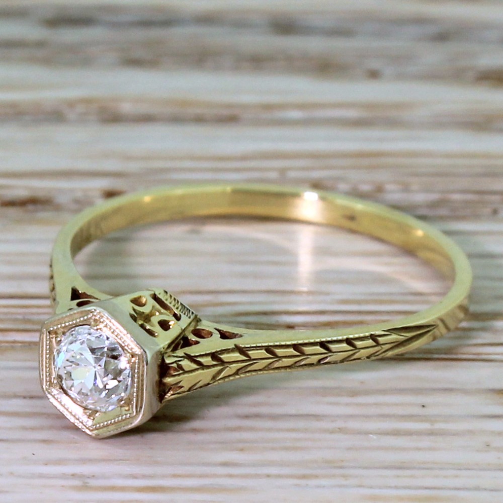 Art Deco 0.35 Carat Old Cut Diamond Engagement Ring, circa 1935
