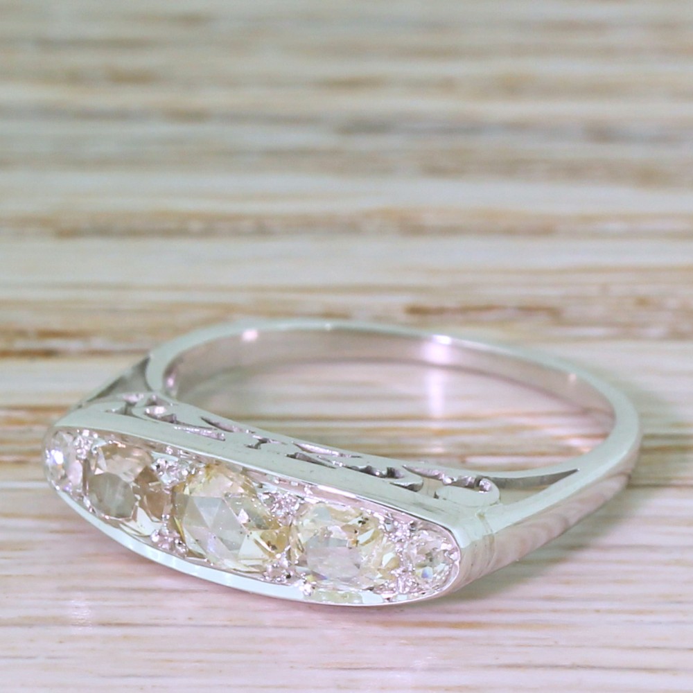 Mid Century Rose Cut & Old Cut Diamond Five Stone Ring, circa 1960
