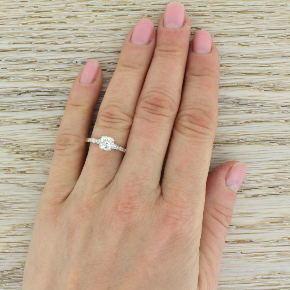 Edwardian 0.96 Carat Old Cut Diamond Engagement Ring, circa 1910
 View V