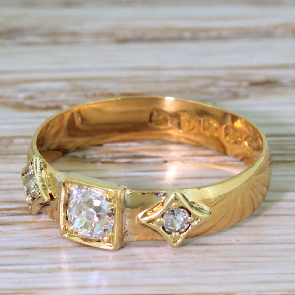 Victorian 0.54 Carat Old Cut Diamond Band Ring, dated 1883
