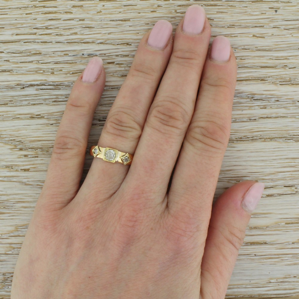 Victorian 0.54 Carat Old Cut Diamond Band Ring, dated 1883
 View V